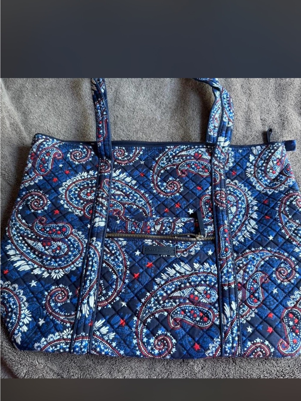 Vera Bradley 4th of July Quilted Paisley Tote Bag in Navy